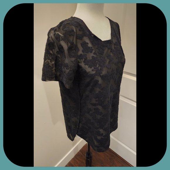 DEX || Beautiful Slightly-Transparent Black Top (SIZE M) - Picture 2 of 6